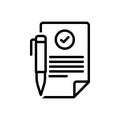 Black line icon for Contracting, agreement and annexure