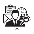 Coo icon. Chief operating officer acronym isolated on background