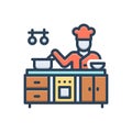 Color illustration icon for Cook, prepare and servant