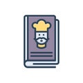 Color illustration icon for Cookbook, cookery and kitchen