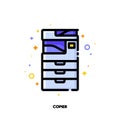 Icon of copier or multifunction printer scanner for office work concept. Flat filled outline style. Pixel perfect 64x64 Royalty Free Stock Photo