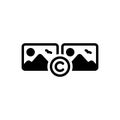 Black solid icon for Copyrighted, over and unicode