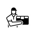 Black solid icon for Courier, box and service Royalty Free Stock Photo