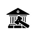 Black solid icon for Court, hammer and house Royalty Free Stock Photo