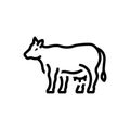 Black line icon for Cow, bossy and pet