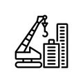 Black line icon for Crane Building, construction and tower