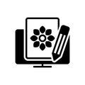 Black solid icon for Created, computer and drawing Royalty Free Stock Photo