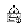 Black line icon for Credit, money bag and finance