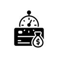 Black solid icon for Credit, money bag and finance