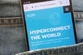 ICON cryptocurrency website displayed on smartphone hidden in jeans pocket