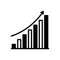Black solid icon for Cumulative, accumulative and stock