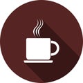 Icon of a cup of coffee. White flat image with a long shadow Royalty Free Stock Photo