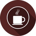 Icon of a cup of coffee. White flat image in a white contour of Royalty Free Stock Photo