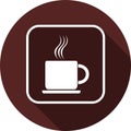 Icon of a cup of coffee. White flat image in a white outline of Royalty Free Stock Photo