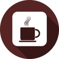 Icon of a cup of coffee on a white square. White flat image with Royalty Free Stock Photo