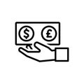 Black line icon for Currency, cash and finance Royalty Free Stock Photo