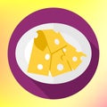 Icon of cut cheese piece. Royalty Free Stock Photo