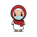 Icon cute hijab mask character vector