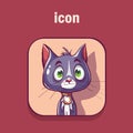 Icon a cute purple cat with green eyes Royalty Free Stock Photo