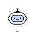 Icon of cute robot which symbolizes artificial intelligence or virtual assistant for SEO concept. Flat filled outline style