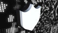 Icon cybersecurity shield on digital background, computer generated. 3d rendering of data protection abstract concept