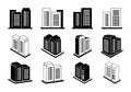 Icon 3D company set on white background, Perspective building vector collection