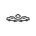Black line icon for Damages, car and accident