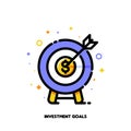 Icon of dartboard with arrow for business target or investment goals concept. Flat filled outline style. Pixel perfect 64x64 Royalty Free Stock Photo