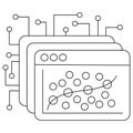 Icon of a data analysis window with a scatter plot and trend curve Royalty Free Stock Photo