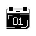Black solid icon for Date, calendar and number Royalty Free Stock Photo