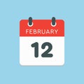 Icon day date 12 February, template calendar page