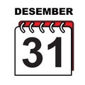 icon for December 31st. isolated white background. vector illustration