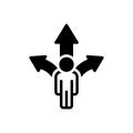 Black solid icon for Decide, direction and side