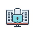 Color illustration icon for Decrypt, protection and technology