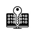 Black solid icon for Decrypting, cybersecurity and technology Royalty Free Stock Photo