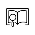 Black line icon for Definitions, interpretation and article Royalty Free Stock Photo