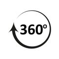 icon with 360 degree circular arrow. Vector illustration.