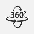 360 Icon. 360 degree view symbol. Vector illustration. Eps