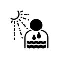 Black solid icon for Dehydrate, sunstroke and dehydration Royalty Free Stock Photo