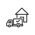 Black line icon for Delivered, conveyed and home Royalty Free Stock Photo