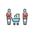Color illustration icon for Demanding, shopping and trolly