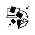 Black solid icon for Dematerialization, integration and file transfer