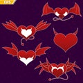 Icon of the demon`s heart. dear devil. icon of the heart with wings. winged heart. tail of the devil. heart with tail