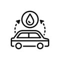 Black line icon for Depending, car and fuel
