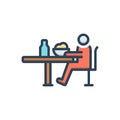 Color illustration icon for depending, bottle and table
