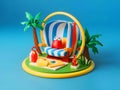 Ai-generated, 3D render icon of a beach vacation. Royalty Free Stock Photo