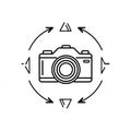 Digital Camera with Photography Settings and Modes Line Icon Royalty Free Stock Photo