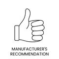 Icon depicting Manufacturer Recommendation in vector line style.