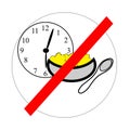 Icon depicting rule - do not eat after six. The motivation for losing weight women. Diet symbol