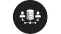 Icon Depicting Two Figures Connected to a Central Database Server storage Royalty Free Stock Photo